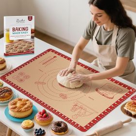 Silicone Baking Mat with Recipes, Extra Thick Silicone Mats for Baking, Non Stick Pastry Mat for Rolling Dough, Silicone Macaron Baking Mat for C (Color: Grey)
